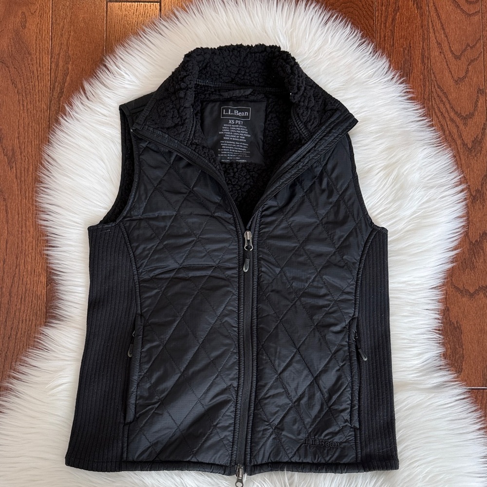 L.L. Bean Black Quilted Fleece Vest